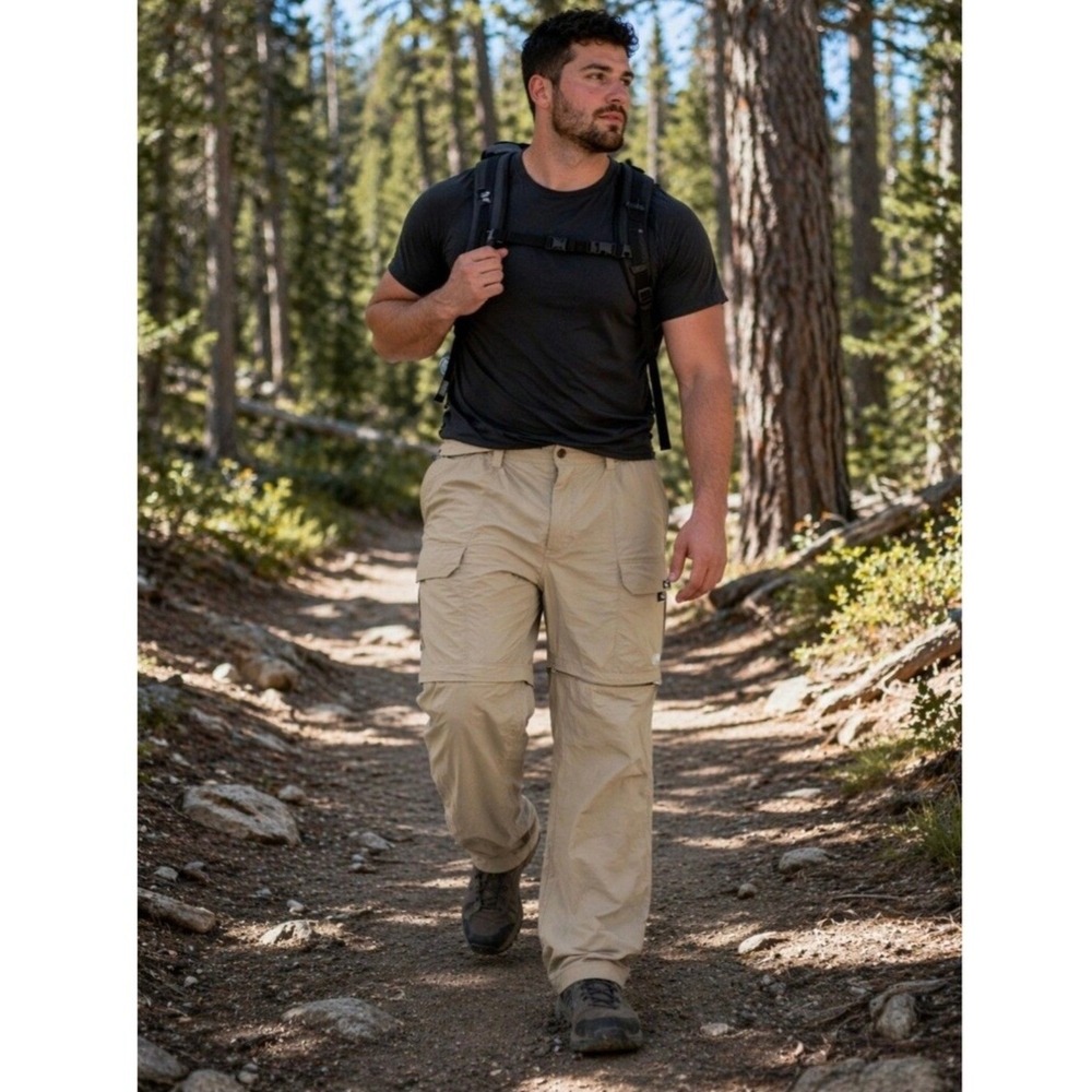 The North Face Men's 38 Convertible Hiking Cargo Pants Khaki Outdoor Gorpcore